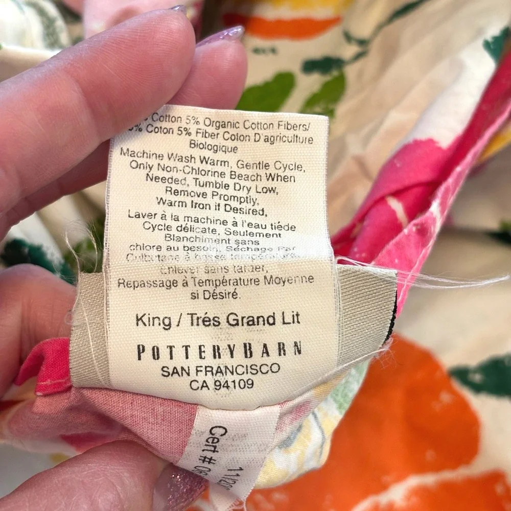 Pottery Barn King Nora Poppies Duvet Cover Cotton 2007 Vintage 2 Euro Shams